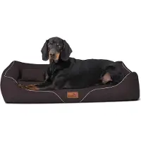 Tierlando Orthopädisches Hundebett WILLIAM Couture | Bequemes Hundesofa - Größe: 110x85cm | Farbe: 01 Braun