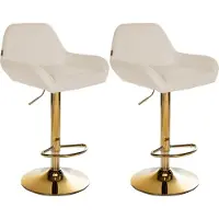 CLP 2er Set Barhocker Braga Stoffbezug mit Goldgestell, höhenverstellbar und drehbar creme