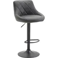 DELUKE Barhocker FALON - Kunstleder Grau 46x49x83 cm Schwarz | Barstuhl Mit Lehne Drehbar Tresenhocker Tresenstuhl Kneipenhocker Kneipenstuhl