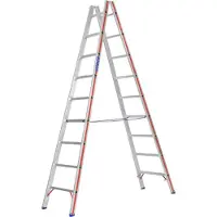 Hymer Sprossenstehleiter, beidseitig begehbar, 2x9 Sprossen, senkr. Höhe 2,55 m, Reichhöhe 3,90 m, Gewicht 10,3 kg