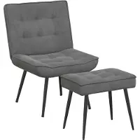 vidaXL Relaxsessel mit Hocker Dunkelgrau Samt