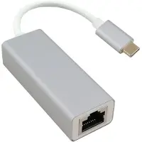 Helos Adapterkabel Ethernet, USB 3.1 Type-C St./RJ45 Buchse, PREMIUM, silber
