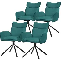 ML-Design Esszimmerstühle drehbar 4er Set Petrol Stoffbezug Wohnzimmerstuhl mit Rücken- & Armlehne 360° Drehstuhl mit Metallbeinen Sessel ergonomisch