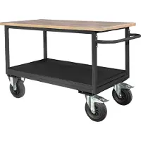 Proregal Mobile Werkbank mit 2 Etagen und Schiebegriff | HxBxT 82,7x130x60cm | Anthrazitgrau