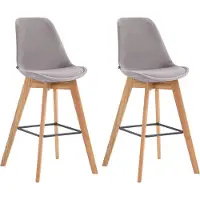 DELUKE 2er Set Barhocker GIKAR - Samt Grau 48x56x112 cm | Barstuhl Mit Lehne Tresenhocker Tresenstuhl Kneipenhocker Kneipenstuhl
