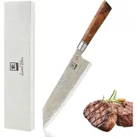 Zayiko Limited Edition Kupfer Damast Chefmesser 21 cm Klinge mit Ahornholzgriff
