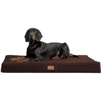 Tierlando OSCAR VISCO Orthopädische Hundematratze Kunstleder Velours Hundebett - Größe: 150x100cm | Farbe: 01 Braun