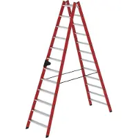 Proregal Stufen-Stehleiter beidseitig begehbar GFK / Alu 2x12 Stufen
