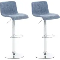 DELUKE Barhocker 2er Set BERLIN - Blau, Stoff | Barhocker mit Lehne Barstuhl Tresenhocker Tresenstuhl Kneipenhocker Kneipenstuhl