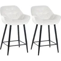 CLP 2er Set Barhocker Gibson Samt, Sitzhöhe 76 cm cremeweiß