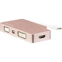 StarTech.com .com USB-C Video Adapter Multiport - Rose Gold - 4-in-1 USB-C auf VGA, DVI, HDMI oder mDP - 4K, USB Typ-C, DVI-Ausgang, HDMI-Ausgang, 1, VGA-Ausgang (D-Sub), 3840 x 2160 Pixel