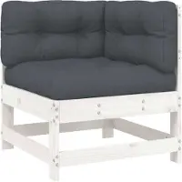 vidaXL Ecksofa mit Kissen Weiß Massivholz Kiefer