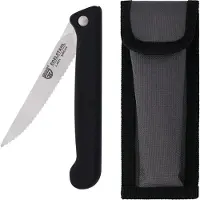 Gräwe Klappmesser mit Steakklinge, schwarz, mit Etui