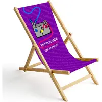 Ferocity Personalisierbarer Holz Liegestuhl Klappbar Klappliegestuhl Sonnenliege Strandstuhl Wechselbezug Motiv Aku Hell [119]