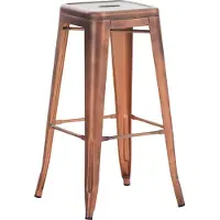 DELUKE Barhocker DOLAN - Metall Kupfer 43x43x76 cm | Barstuhl Tresenhocker Tresenstuhl Kneipenhocker Kneipenstuhl