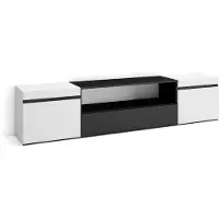Skraut Home TV-Schrank, Lowboard, 200x35x45cm, Für TV-Geräte bis zu 80", Fernsehtisch, Weiß und Schwarz