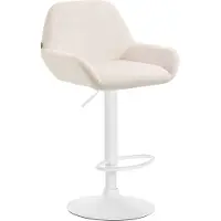 DELUKE Barhocker DUBLIN - Creme, Samt, Weiß | Barhocker mit Lehne Barstuhl Tresenhocker Tresenstuhl Kneipenhocker Kneipenstuhl