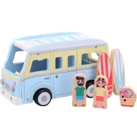 Jouéco Holz Strandbus Spielzeug - Retro Bus mit Zubehör