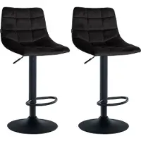 DELUKE Barhocker 2er Set DUBAI - Schwarz, Samt, Schwarz | Barhocker mit Lehne Barstuhl Tresenhocker Tresenstuhl Kneipenhocker Kneipenstuhl