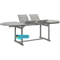 DELUKE Garten-Esstisch VEGO Grau (160-240)x100x75 cm Massivholz Akazie Oval | Gartentisch Holz klappbar Outdoortisch Terrassentisch verstellbar