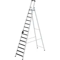 MUNK Günzburger Steigtechnik Stufen-Stehleiter einseitig begehbar mit clip-step 14 Stufen