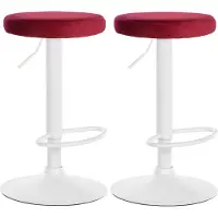 DELUKE 2er Set Barhocker KAZON - Samt Rot 38.5x38.5x60 cm Weiß | Barstuhl Höhenverstellbar Drehbar Tresenhocker Tresenstuhl Kneipenhocker Kneipenstuhl