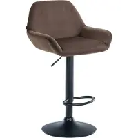 DELUKE Barhocker DUBLIN - Braun, Samt, Schwarz | Barhocker mit Lehne Barstuhl Tresenhocker Tresenstuhl Kneipenhocker Kneipenstuhl