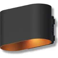 Calex Potenza Wandleuchte, Up & Down Gartenbeleuchtung, Wasserdicht, Schwarz-Gold, Aluminium