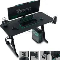 Sense7 Nomad Classic Gaming Tisch - Schreibtisch 120x60 cm Inkl. XXL-Mauspad Computertisch PC Tisch Gamer Desk Zocker Tisch Kabelmanagement Schwarz