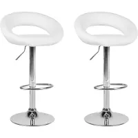 Beliani Trendy Barhocker Weiß / Silber Kunstleder Höhenverstellbar Drehbar Modern