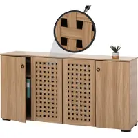 Mendler Sideboard MCW-N87, Kommode Schrank Anrichte, 3D-Flecht-Design 4 Türen 9 Staufächer 83x159x37cm braun