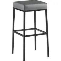 DELUKE Barhocker BIDAN - Kunstleder Grau 37x37x78 cm | Barstuhl Mit Lehne Tresenhocker Tresenstuhl Kneipenhocker Kneipenstuhl