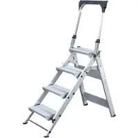 Munk Klapptreppe 4 Stufen mit Haltebügel Aluminium bis 150 kg