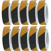 Vago-Tools 10x Antirutschband Selbstklebend 25mm x 5m Klebeband schwarz-gelb Tape