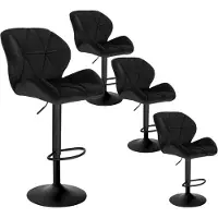 Woltu 4er Set Barhocker, höhenverstellbar drehbar, Samt Stahl, Schwarz