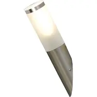 Lutec ECO-LIGHT ST021 Wandleuchte SALZBURG Edelstahl mit opalfarbenem Polycarbonat-Schirm IP44 inkl. 1xE27 Leuchtmittel 9,5W 806lm 3000K H37,6cm Ø7,6cm
