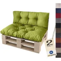 Sunnypillow Palettenkissen für Palettenmöbel - 2er Set - Palettenauflage 120 x 80 für Palettensofa - Palettenpolster für Garten, Gesteppte Kissen für Europaletten - Sitzkissen & Rückenkissen Grün