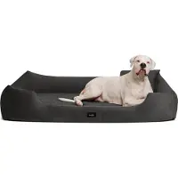 Tierlando Orthopädisches Hundebett VINCENT High-Tech-Velours (Triton) und Cord - Größe: 90x75cm | Farbe: 02 Graphit