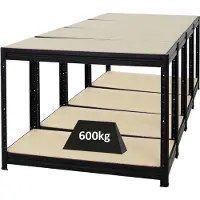 Proregal Mega Deal | 4x Höhenverstellbare Werkbank DINO | HxBxT 90x120x60cm | Traglast 600 kg | Schwarz
