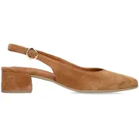 No Stress Cognacfarbene Veloursleder-Slingbackpumps | Größe 39