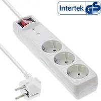 InLine Steckdosenleiste, 3-fach Schutzkontakt, ÜSS, weiß
