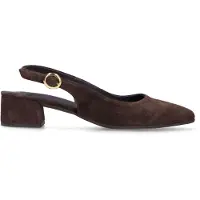 No Stress Braune Slingbackpumps aus Veloursleder | Größe 38