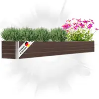 DELUKE Hochbeet für Garten OSKAR Braun | 320x40x45cm | Verzinkter Stahl | Wetterfest | Gartenbeet Kräuterbeet Blumenbeet Beet hoch Frühbeet für Garten Gemüsebeet
