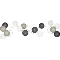 Levandeo 15er Lichterkette Ø4cm LED Kugeln Girlande Lampions Baumwolle Grau Deko
