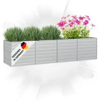 DELUKE Hochbeet für Garten OSKAR Silber | 320x80x77cm | Verzinkter Stahl | Wetterfest | Gartenbeet Kräuterbeet Blumenbeet Beet hoch Frühbeet für Garten Gemüsebeet
