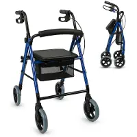 Mobiclinic , Rollator, Hércules, , Gehwagen für Senioren, Faltbar und Leicht, Aluminium, Höhenverstellbar, Laufhilfe mit Gepolsterter Sitz, Blau