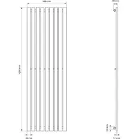LuxeBath Stella Design Paneelheizkörper Mittelanschluss 480x1600 mm Anthrazit Anschlussgarnitur Thermostat Universal Eck und Durchgang, ohne Heizstab