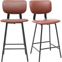 Miliboo - Design-Barhocker Vintage Hellbraun mit Metallbeinen 65 cm (2 Stk.) LAB