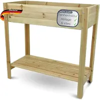 DELUKE Hochbeet Balkon Holz KLEO - Inkl. Vlies & Handschuhe | Pflanzkasten hoch Blumenkasten aus Tannenholz Kräuterbeet Wetterfest, Natur