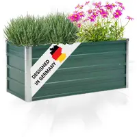 DELUKE Hochbeet für Garten OSKAR Grün | 100x40x45cm | Verzinkter Stahl | Wetterfest | Gartenbeet Kräuterbeet Blumenbeet Beet hoch Frühbeet für Garten Gemüsebeet